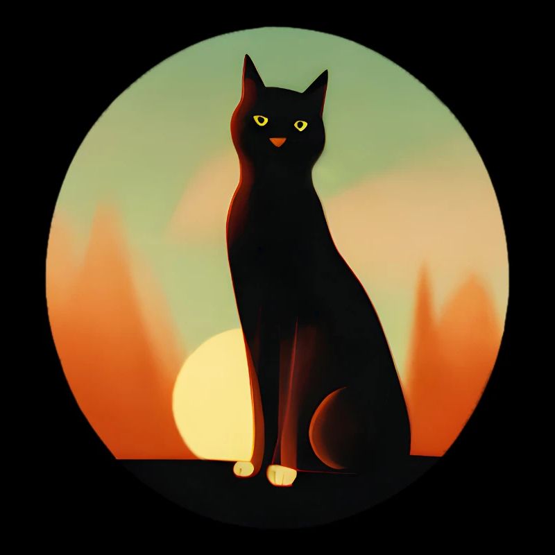 Silhouette élégante d’été coucher de soleil chat