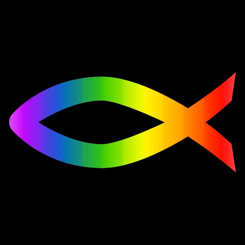 Ichthys Rainbow Christian Symbol Fish