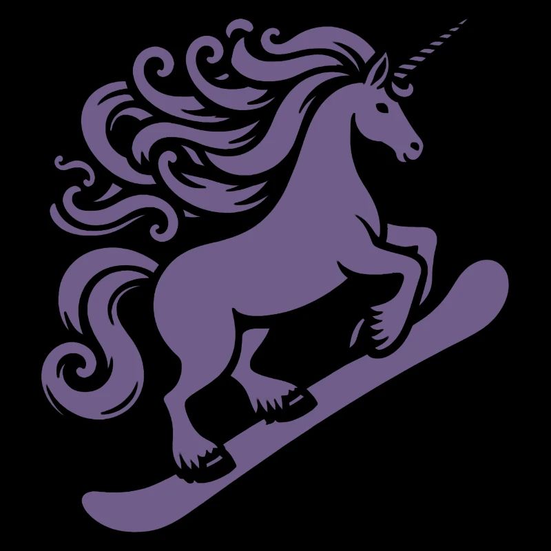 Minimalist Design: Unicorn Snowboarder
