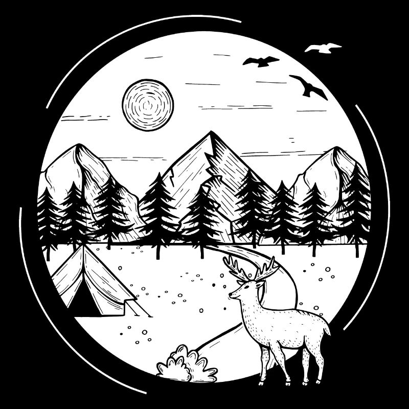 Cerf forestier en noir Graphique