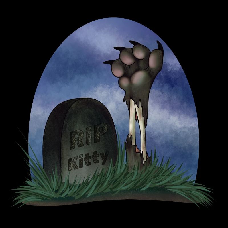 Chat Zombie dans la tombe - RIP Kitty