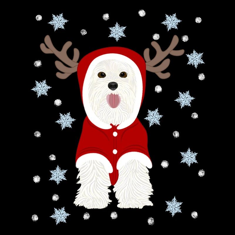 Weißer Terrier Weihnachtsmann Anzug Schneesterne