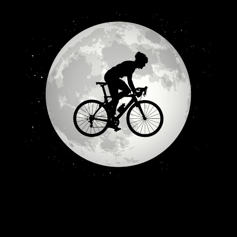 Full moon - Man cycling -