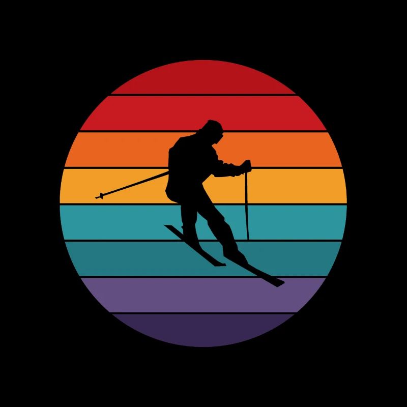 RETRO SKI DESIGN SKIER MOUNTAINS