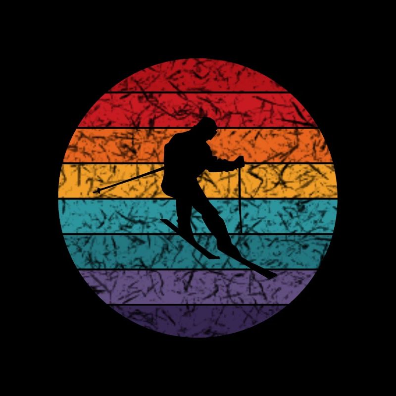 RETRO SKI DESIGN SKIER MOUNTAINS