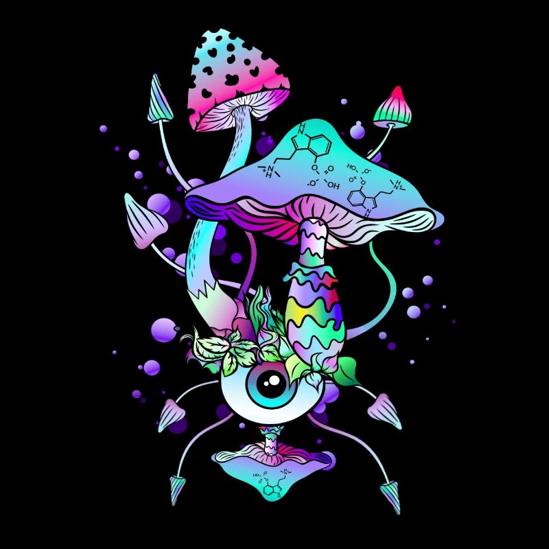 Trippy Neon Champignons Psychédéliques