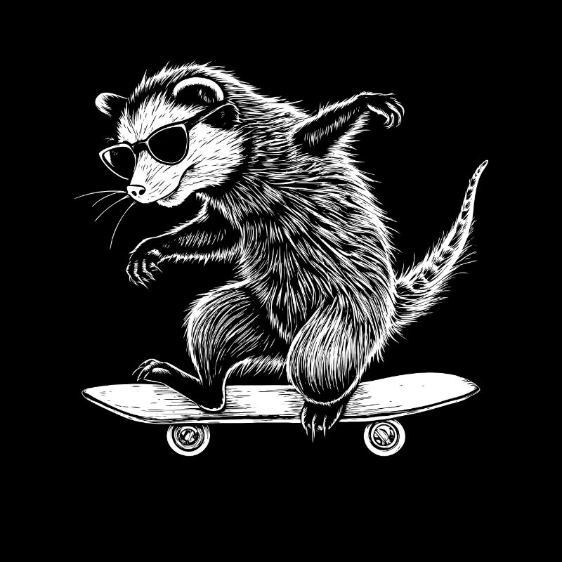 Funny Possum Opossum First Time on Skateboard