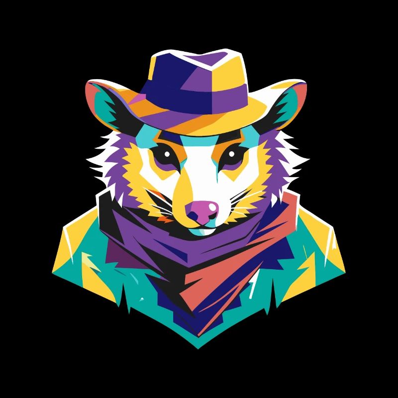 Cowboy Possum Opossum Pop Art Style