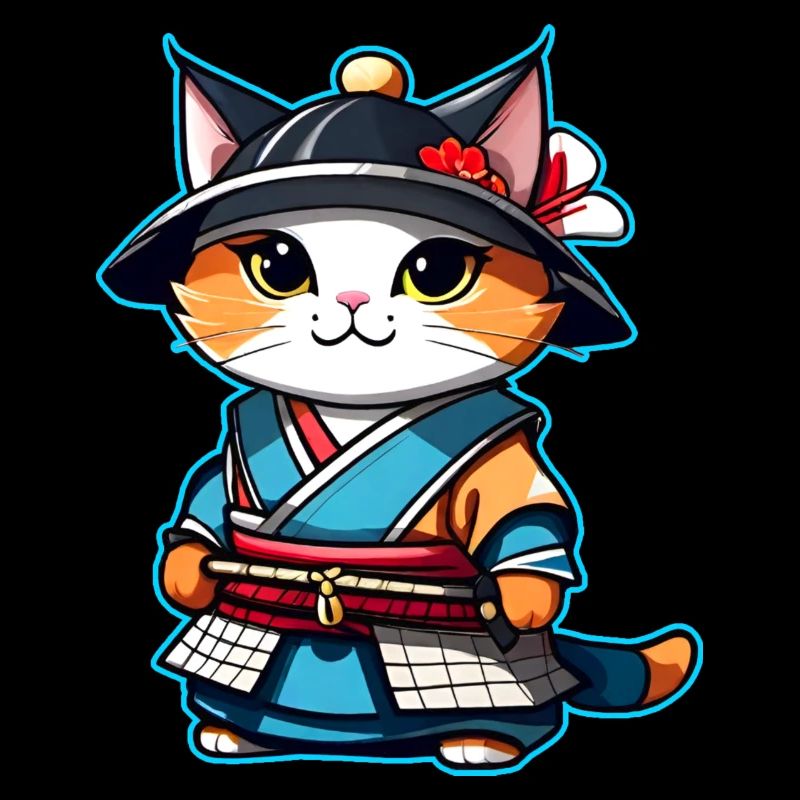 Mignon chat samouraï