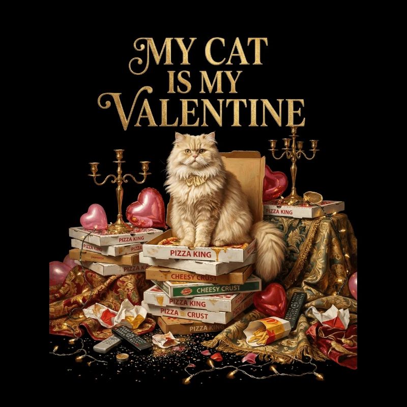 Mon chat est mon Valentin Amoureux de la pizza Célibataire