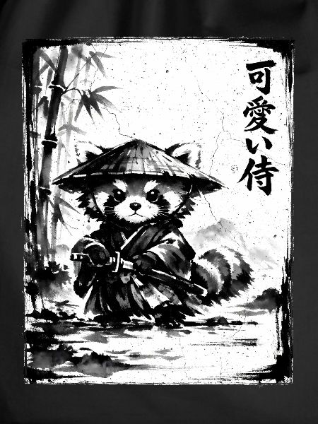 Samurai Roter Panda Sumi-e Tuschezeichnung