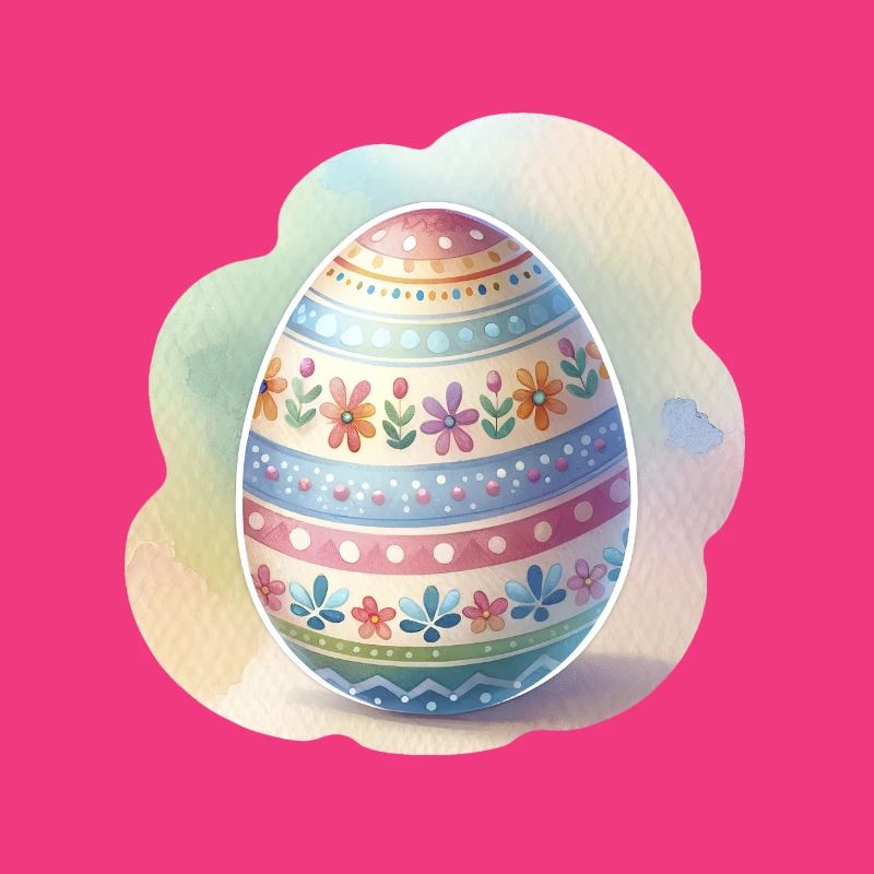 Minimalist Watercolor Painted Style Easter Egg