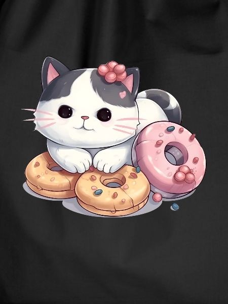 Kawaii cat with donut