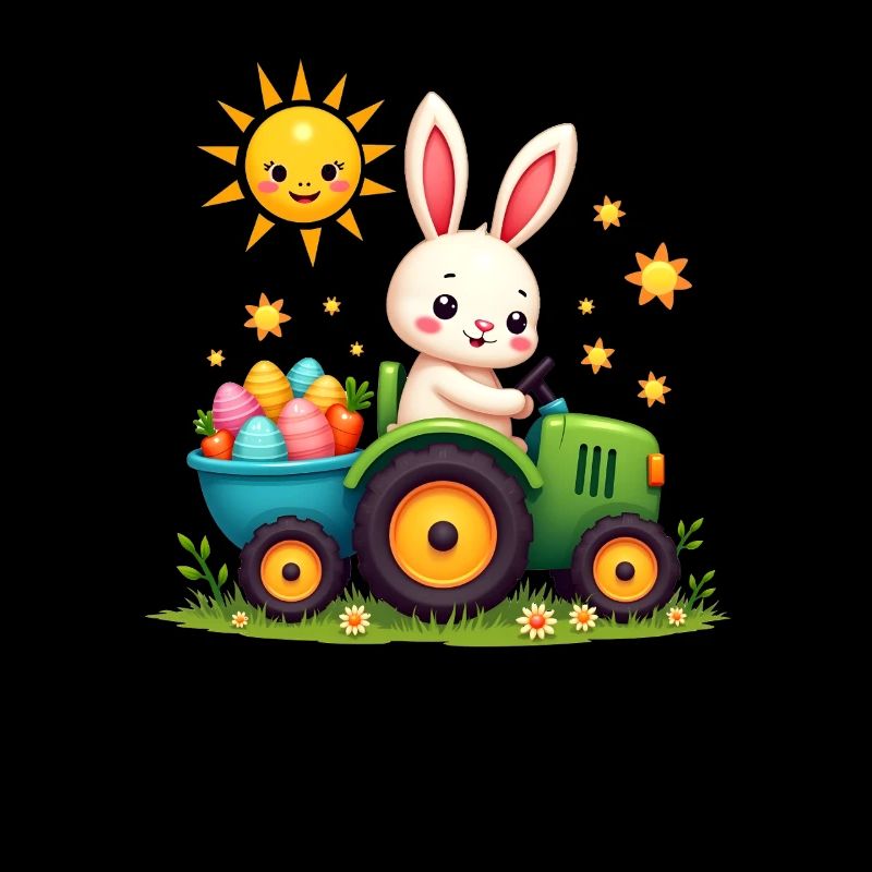 Easter Design Easter Bunny with Tractor Kids