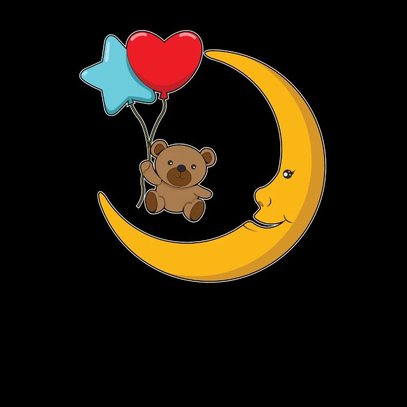 Teddy bear moon and balloons