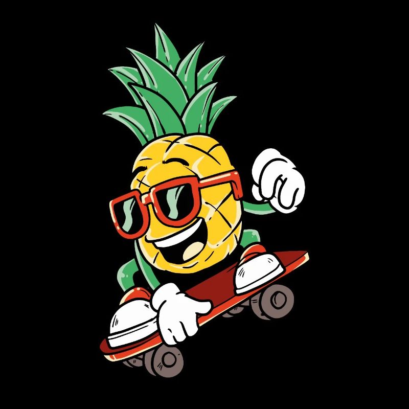 Cool pineapple is skateboarding