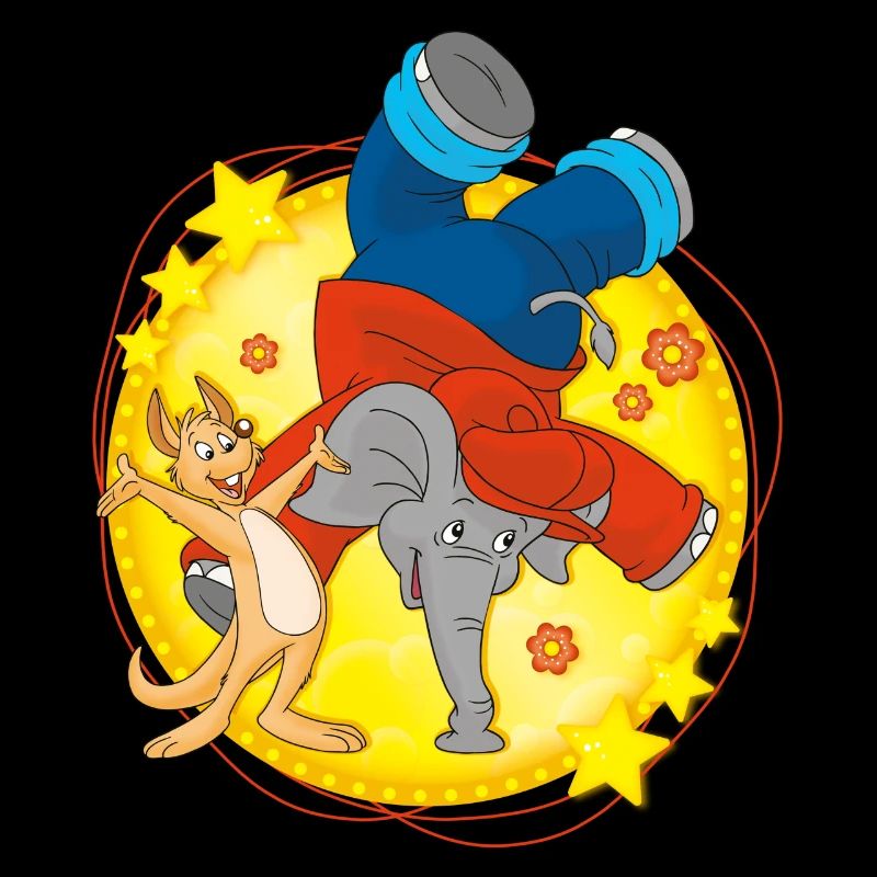 Benjamin Blümchen steht auf seinem Rüssel