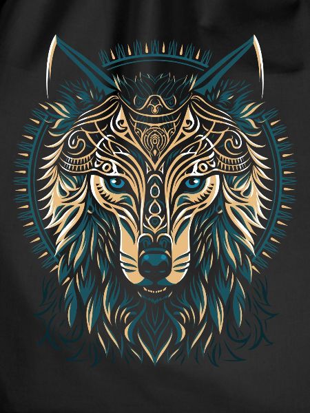 Golden Shield Tribal Wolf