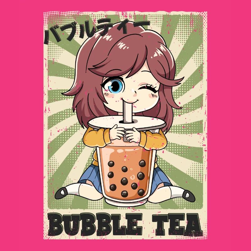 Boba Tea Anime Mädchen Bubble Tea
