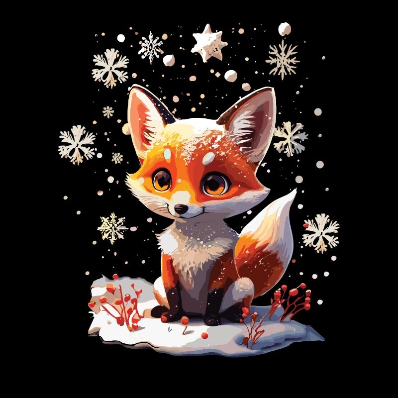Mignon renard mignon en cadeau d’hiver