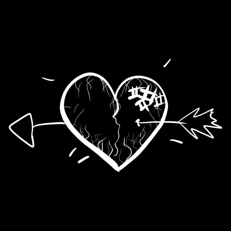 heart symbol broken arrow scars