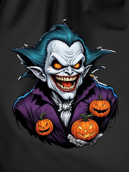 Halloween Vampire with Pumpkins