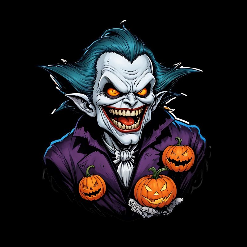 Halloween Vampire with Pumpkins