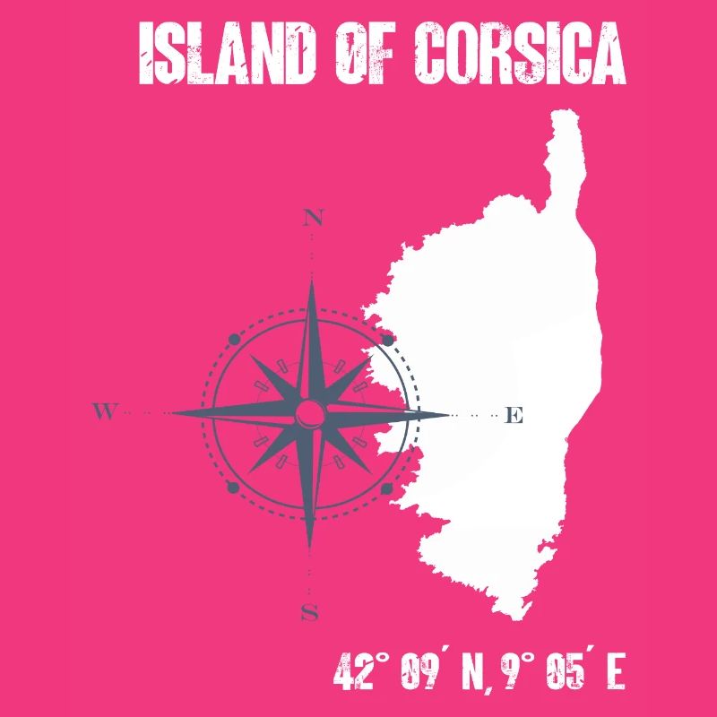 Corsica outline with coordinates compass