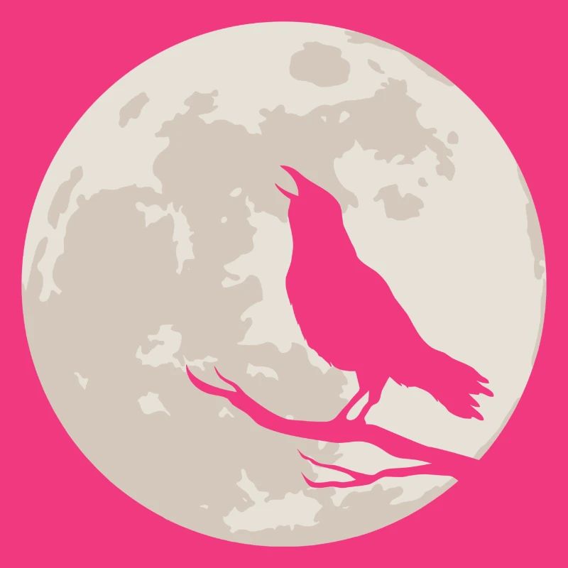 Crow silhouette before full moon
