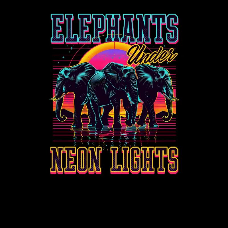 Elephant Elephants Under Neon Lights