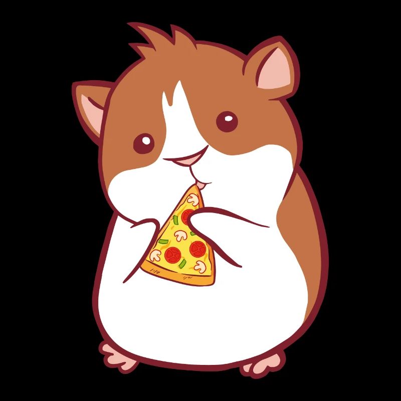 Cochon d'Inde et hamster avec pizza fast food