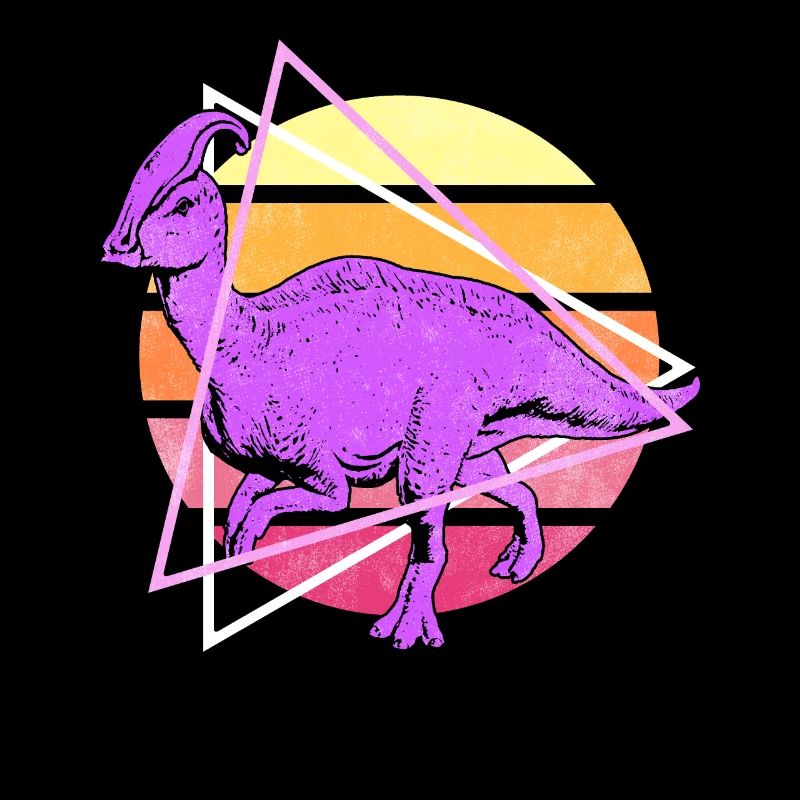 Vaporwave Synthwave Parasaurolophus Dinosaurier