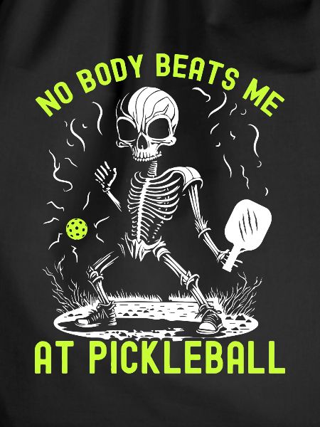 Spooky Pickleball Halloween Skeleton
