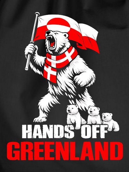 Polar bear and Greenland flag