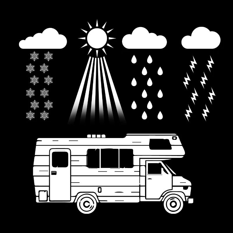 Humour camping. Beau temps pour le camping-car