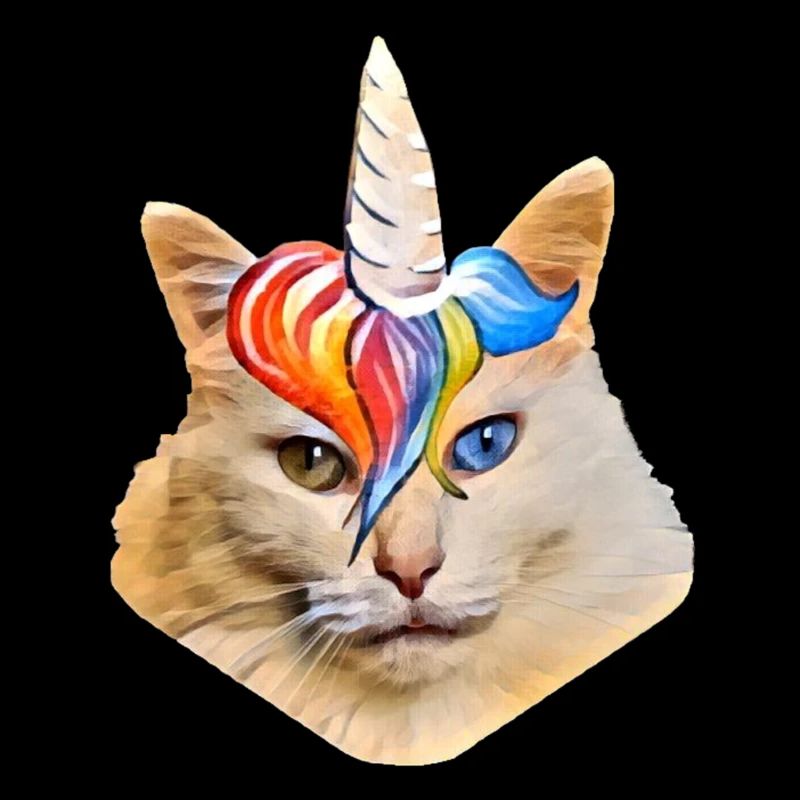 Chat cool avec corne de licorne et frise élégante