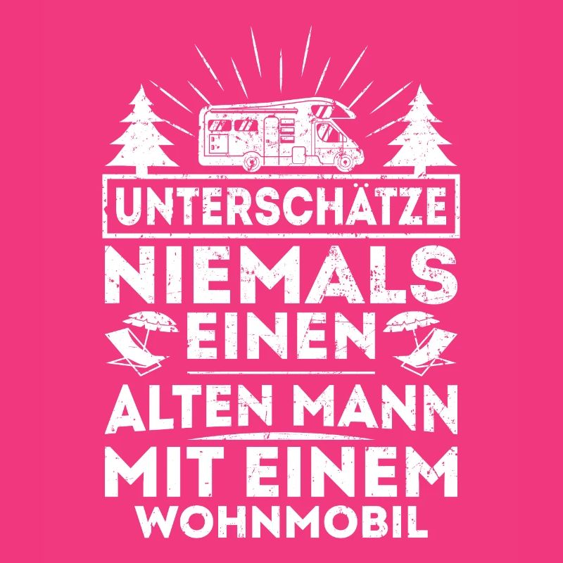 Alter Mann mit Wohnmobil Camping Camper Opa Camp