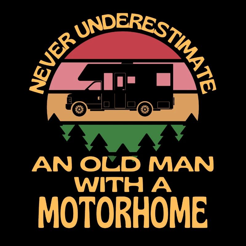 Alter Mann mit einem Wohnmobil
