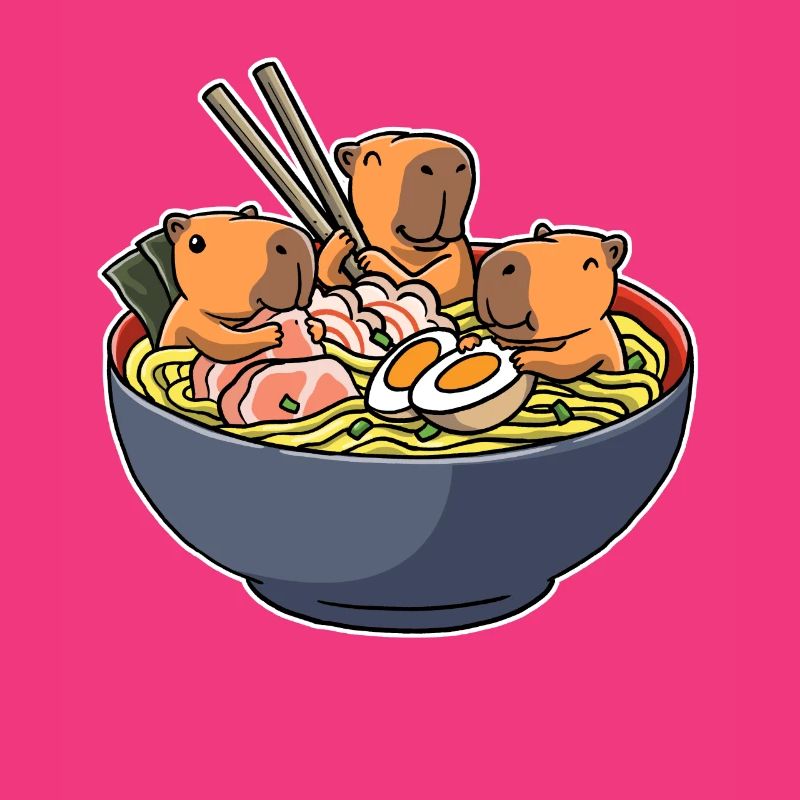 Capybara Eating Ramen Capybara Gift
