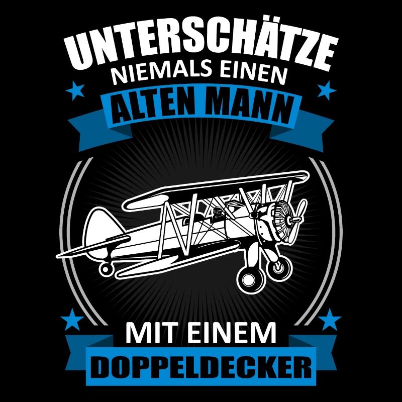 Doppeldecker Alter Mann Spruch Pilot Geschenk