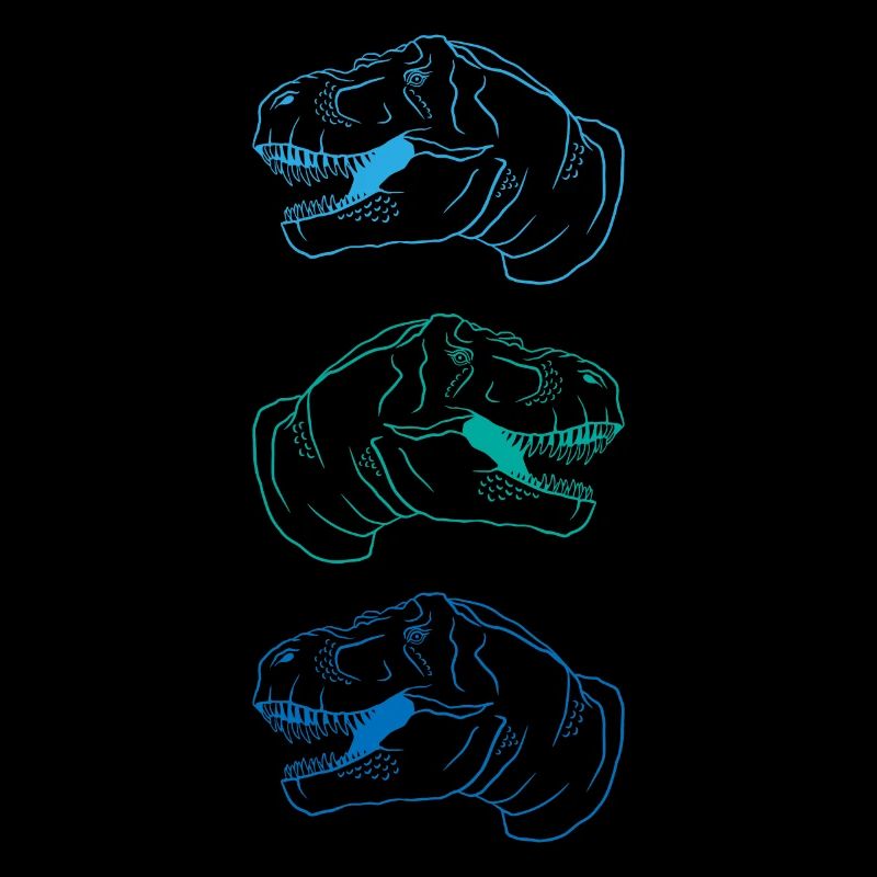 T-Rex Trio Neon Stil Cool Geschenkidee