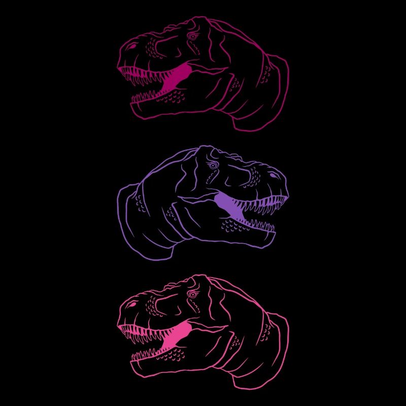 T-Rex Trio Neon Style Cool Gift Idea