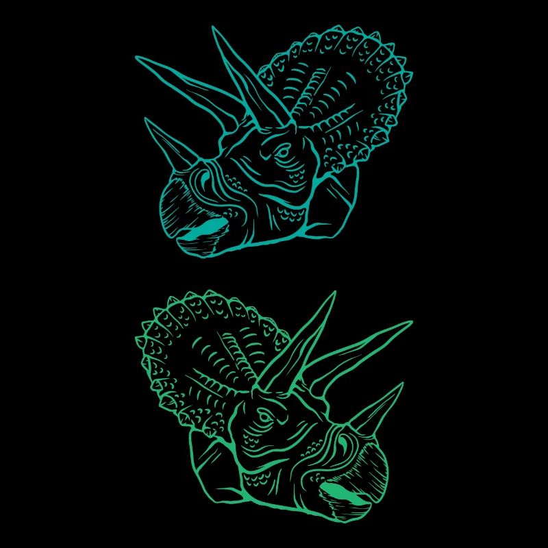 Triceratops Line Art Minimal Black