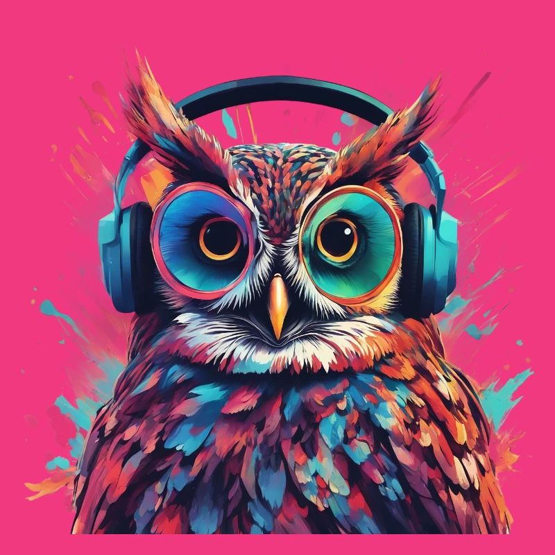 Coole Eule mit Kopfhörer