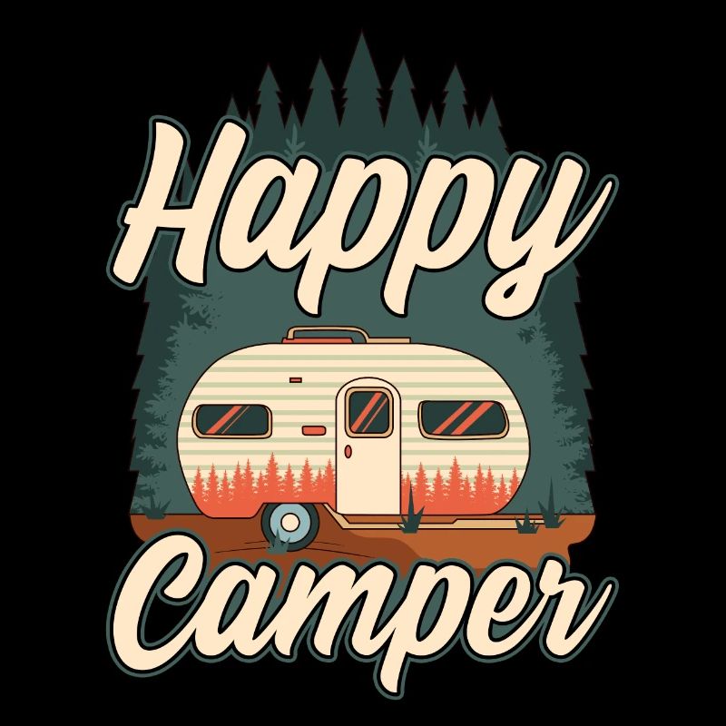 Conception de campeur heureux