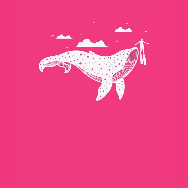 Pattern on whale with diver