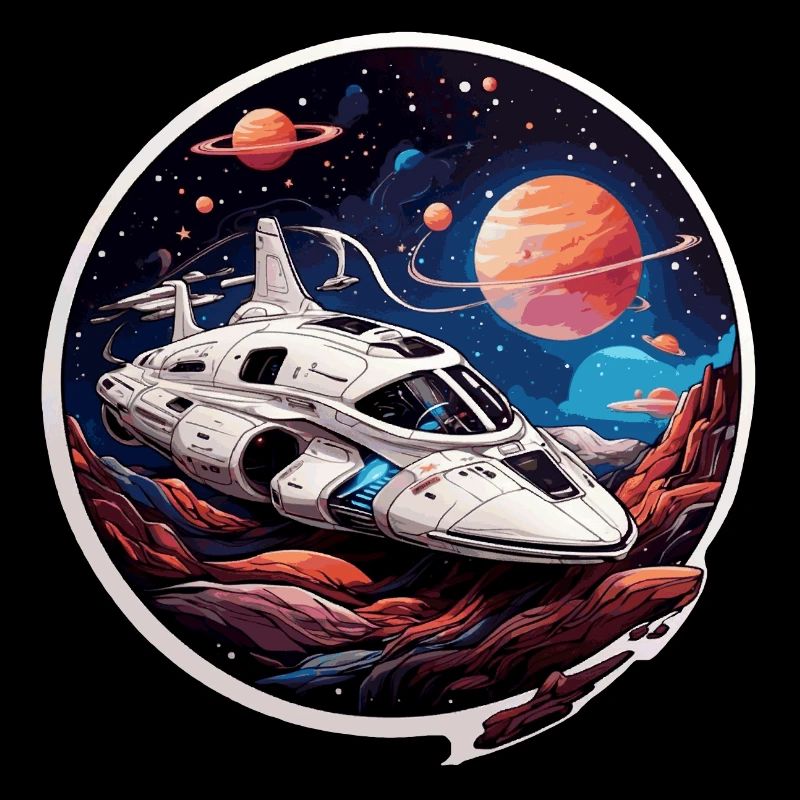 Spaceship space cruiser on alien planets