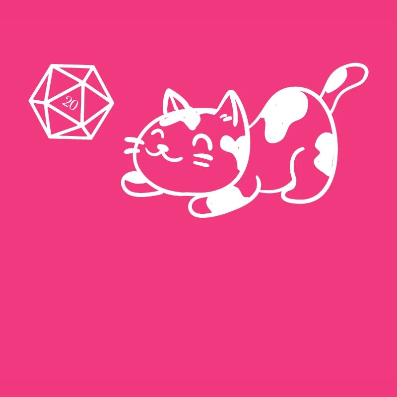 Chat mignon avec RPG de table polyédrique D20 Dice
