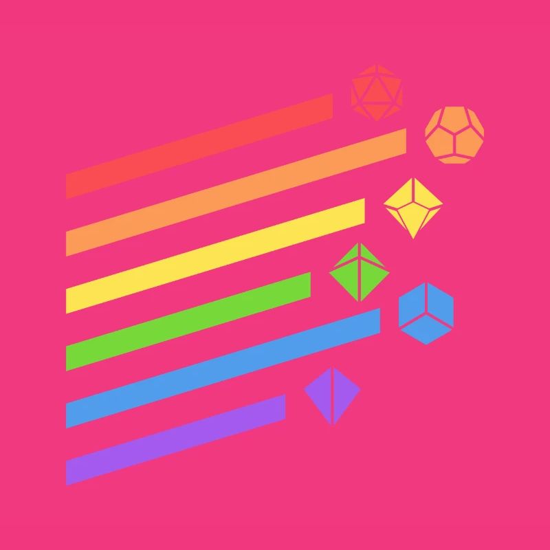 Rainbow Polyhedral Dice Set Tabletop RPG