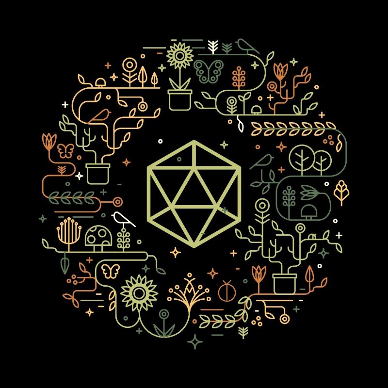 Polyedrisch D20 Würfel Monogramm Doodle